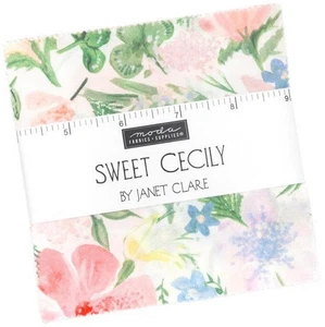 Sweet Cecily Moda Charm Pack, 42 100% Cotton 5-inch Precut Fabric Squares - Picture 1 of 6