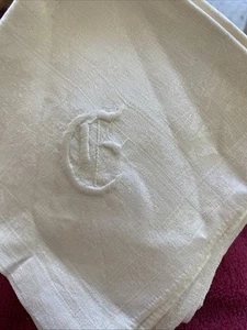 Damast monogrammiert (C ?) Vintage Servietten, 8er Set - Bild 1 von 5