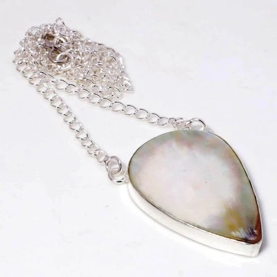 Perlmutt Edelstein Kette Anhänger Handarbeit Unikat Geschenk Schmuck 1,60" CP... - Bild 1 von 4