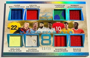 2022 Leaf Ultimate JUDE BELLINGHAM HAALAND DE BRUYNE VINI JR Game Used Relic /15 - Picture 1 of 2