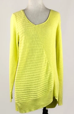 Pixley Pullover 29" Long Sweater Light Yellow Cotton Blend Stretch Knit Size M - Image 1 of 4