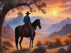 Horse Cowboy Farm Rustic Cattle Cowboy High Quality Canvas/Photo Paper PA127 - Picture 1 of 6