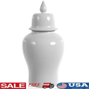 Large Antique White Porcelain Temple Jar W/ Removable Lid Storage Accent Piece - Picture 1 of 8