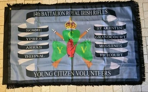 Royal Irish Rifles, 14 Bn YCV Double sided Flag 3X5FT - Picture 1 of 2
