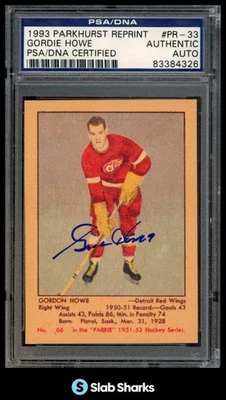 1993 PARKHURST #PR-33 GORDIE HOWE PARKIE REPRINTS PSA AUTHENTIC AUTO - Imagem 1 de 4