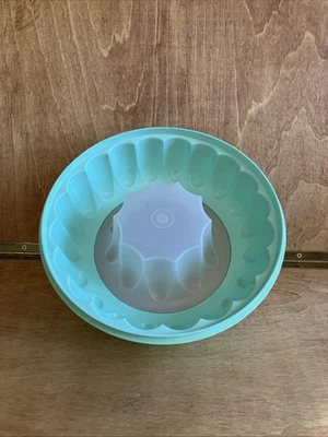 Tupperware Jello Mold (2 Pcs) Or Ice Ring Mint Green 9.5 X 3.5 Inches—NO LID - Image 1 of 4