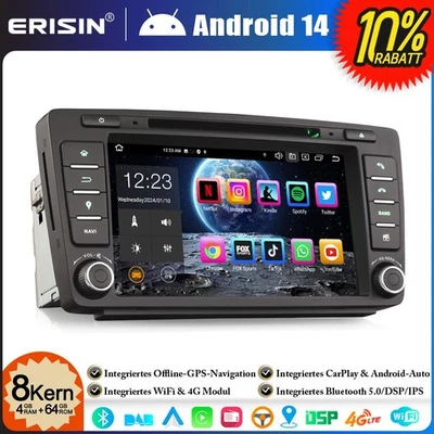 8-Kern Android 14 Autoradio GPS Navi Für Skoda Superb Octavia Yeti Rapid 4G+64GB - Bild 1 von 4