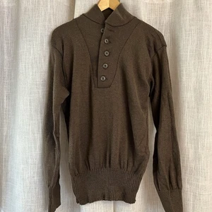 Vintage US Army Military Wool Knit Quarter Button Sweater Size XL 46-48 - Picture 1 of 11