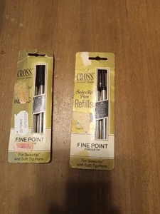 Lote de 2 recambios para bolígrafo punta suave CROSS Selectip de colección tinta negra punta fina NOS - Imagen 1 de 2