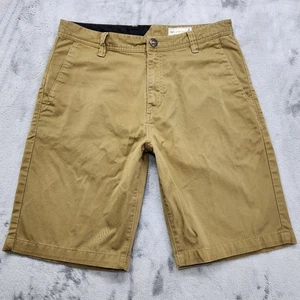 Volcom Shorts Mens 32 Tan Flat Front Chino Bermuda Casual Skater Preppy Summer - Picture 1 of 14