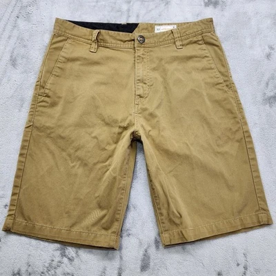 Volcom Shorts Mens 32 Tan Flat Front Chino Bermuda Casual Skater Preppy Summer - Image 1 of 4