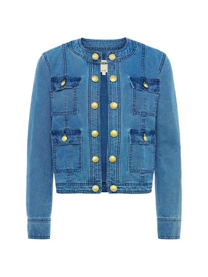 NUEVA, L'Agence Yari Chaqueta Denim Sin Cuello Talla S #SJ1676 Foto 1 de 4