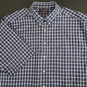 NUEVO CON ETIQUETAS Camisa RoundTree & Yorke Algodón A Cuadros Manga Corta Con Botones Para Hombres Talla 2XL - Imagen 1 de 14