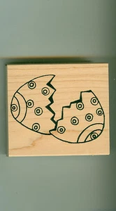 Sello de goma NORTHWOODS HUEVO DE PASCUA AGRIETADO montado en madera - Imagen 1 de 2