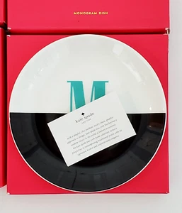 NUEVO Kate Spade LENOX Nueva York Carta M Negro Monograma Plato 6,75" En Caja - Imagen 1 de 6