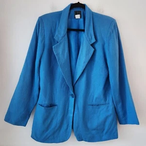Vintage Mark Alan 100 % Seide blau Blazer Jacke Einzelknopfverschluss Damen 10 - Bild 1 von 6