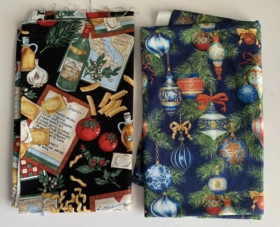 Fabric Cotton Sewing Quilting Christmas 2 Pieces - Image 1 of 3