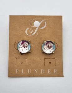 Plunder Design Stud Earrings Christmas Holiday Santa Gold Post New - Picture 1 of 4