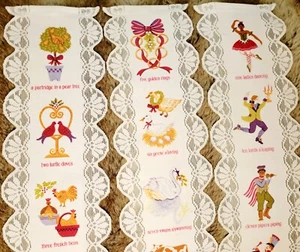 12 DAYS OF CHRISTMAS 3 Wandbehang Spitzenpaneele mit 12 Tagen Weihnachten - Bild 1 von 14