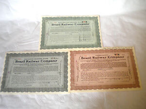 Scripophily Vintage Brazil Railway company Bonds shares certificates 1931