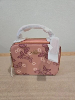 COACH CH213 - BOX CROSSBODY WITH LOVELY BUTTERFLY PRINT (GOLD/SHELL PINK MULTI) - Image 1 of 4