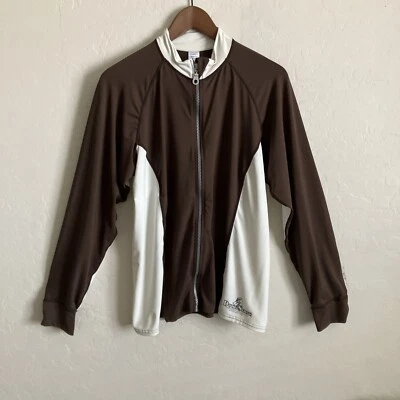 Jaqueta Rash Guard Feminina L Marrom Manga Longa Zíper Frontal Praia Externa Lago - Imagem 1 de 4