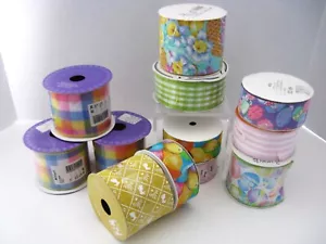 12 Rolls Easter Ribbon 1.5" & 2.5" Wired & Fabric Dillards, Franks Nursery NEW - Picture 1 of 4
