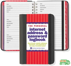Internet Password Address Book Keeper Manager Notebook Personal Logbook 4"x 6" - Picture 1 of 13