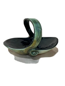 Mid Century 50er Jahre Rumpf Kunst Keramik Pergament und Kiefernhenhenkel Korb - Bild 1 von 7