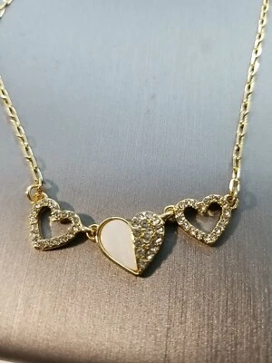 Collar Anne Klein Corazón Cuentas Cristal Transparente Tono Dorado $32 Nuevo Foto 1 de 4