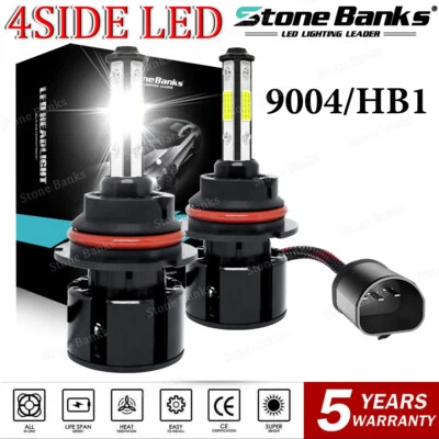 9004 HB1 LED Headlights High Low Beam Kit 6500K Super Bright 4-Side LED Bulbs 2X - Image 1 of 4