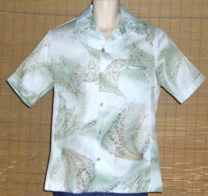 Mens Vintage Tori Richard Hawaiian Shirt Blue Green Tan Underwater Size Large - Picture 1 of 8
