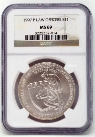 1977-P National Law Enforcement Officers Memorial Dollar $1 Coin - NGC MS69 Cover