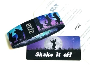 ZOX **SHAKE IT OFF** Silver Strap small NIP Wristband w/Card - Picture 1 of 3
