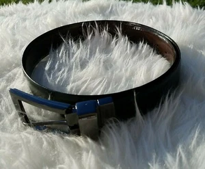 Mens Black and Brown Reversible Leather Belt Size 32" - Picture 1 of 5