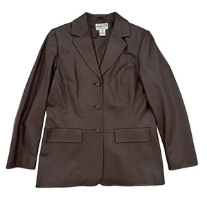 Pendleton Leather Blazer Jacket Brown - Women's Small - Picture 1 of 6