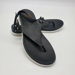 Sofft Women Slingback Thong Sandals Hook Loop Size US 8.5M Black Leather - Picture 1 of 5