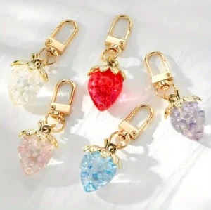 Transparent Strawberry Fruit-Shap Keychain, Simple And Sweet Accessory - Picture 1 of 7