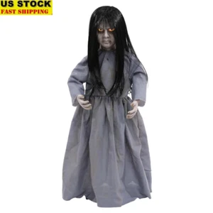 32 In Haunted Doll W/ Motion Sensor Light-Up Eyes Scary Phrases Halloween Prop - Picture 1 of 3