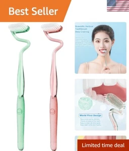 2PCS S-Shaped Toothbrushes for Adults - Soft Bristles, Gum & Tongue Care - Picture 1 of 8