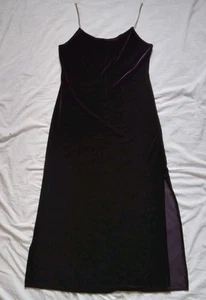 90s Y2K Purple Velour Maxi Dress Vampire Goth Witchcore Cyber Grunge Large - Picture 1 of 15