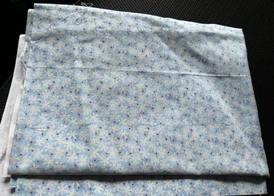 Material/Fabric 30" x 44" Glittery Snowflakes red Dots Blue Cotton Debbie Mumm - Image 1 of 4