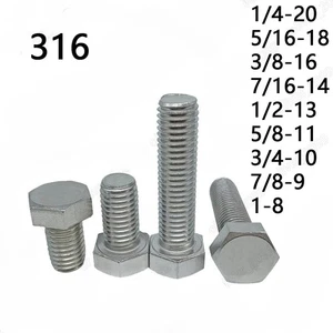316 Stainless Steel Hexagon Bolts Hex Head Cap Screws 1/4 5/16 3/8 7/16 1/2 5/8 - Bild 1 von 6