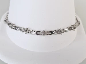Brazalete Tenis Diamante Redondo Genuino 7" 10K Oro Blanco APX 1/3 CTW (AM1088712) - Imagen 1 de 6