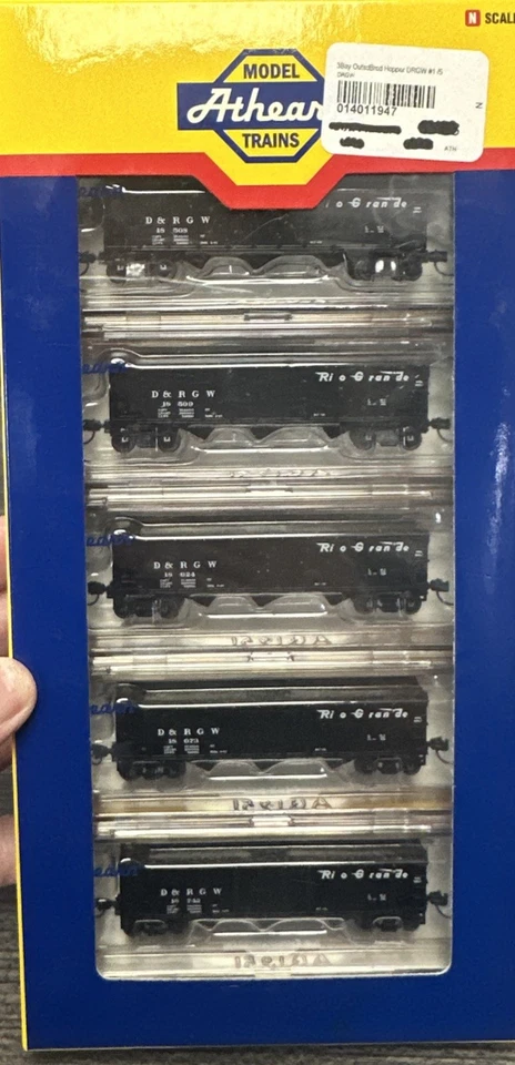 Athearn N Scale 5 Pack #11947 40’ 3 Bay Hoppers D&RGW NIB - Image 1 of 3