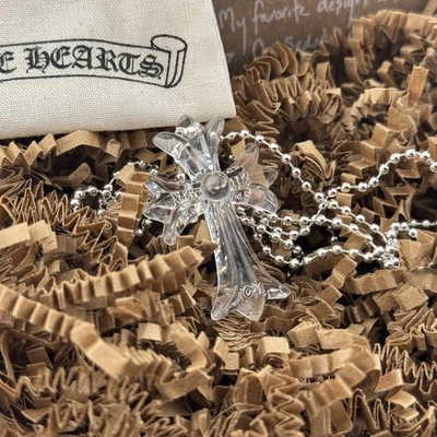 *2025* Collar Cruz Silicona Transparente Corazones Cromo Nuevo Foto 1 de 2