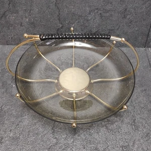 Vintage Konfektschale Henkelschale Rauchglas Retro Mid Century Bonbonschale  - Bild 1 von 6