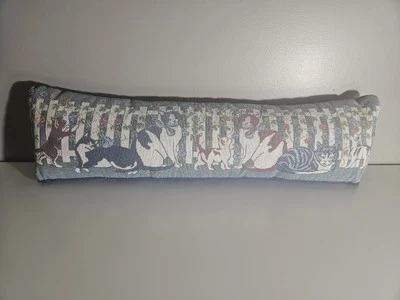 Cat Tapestry Accent Pillow Cats Kittens Stitched Front Blue Back 28" VTG - Image 1 of 4