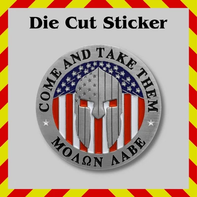 Molon Labe Sticker, Patriotic Spartan ΜΟΛΩΝ ΛΑΒΕ Decal for Laptops/Tumblers/Gear - Image 1 of 3