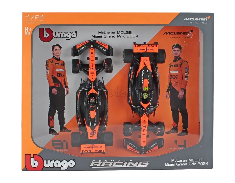 1/24 BURAGO - McLAREN - SET F1  2X MCL38 TEAM MCLAREN N 4 SEASON 18-28051-PACK2 - Immagine 1 di 1